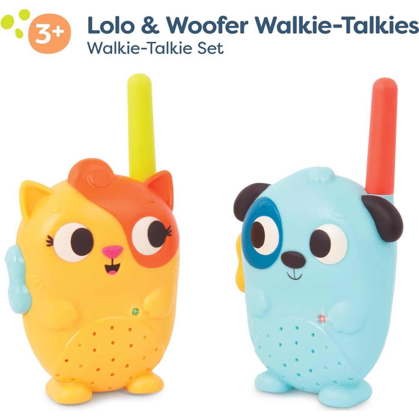 Walkie-Talkies Lolo y Woofer B. toys - Paquete de 2 - 30.48m