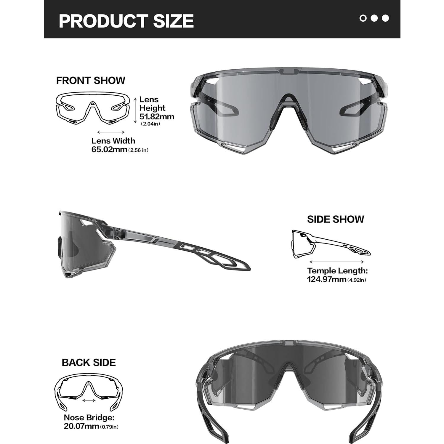 Gafas de Ciclismo BIRCEN Fotoquímicas TR90 Negro