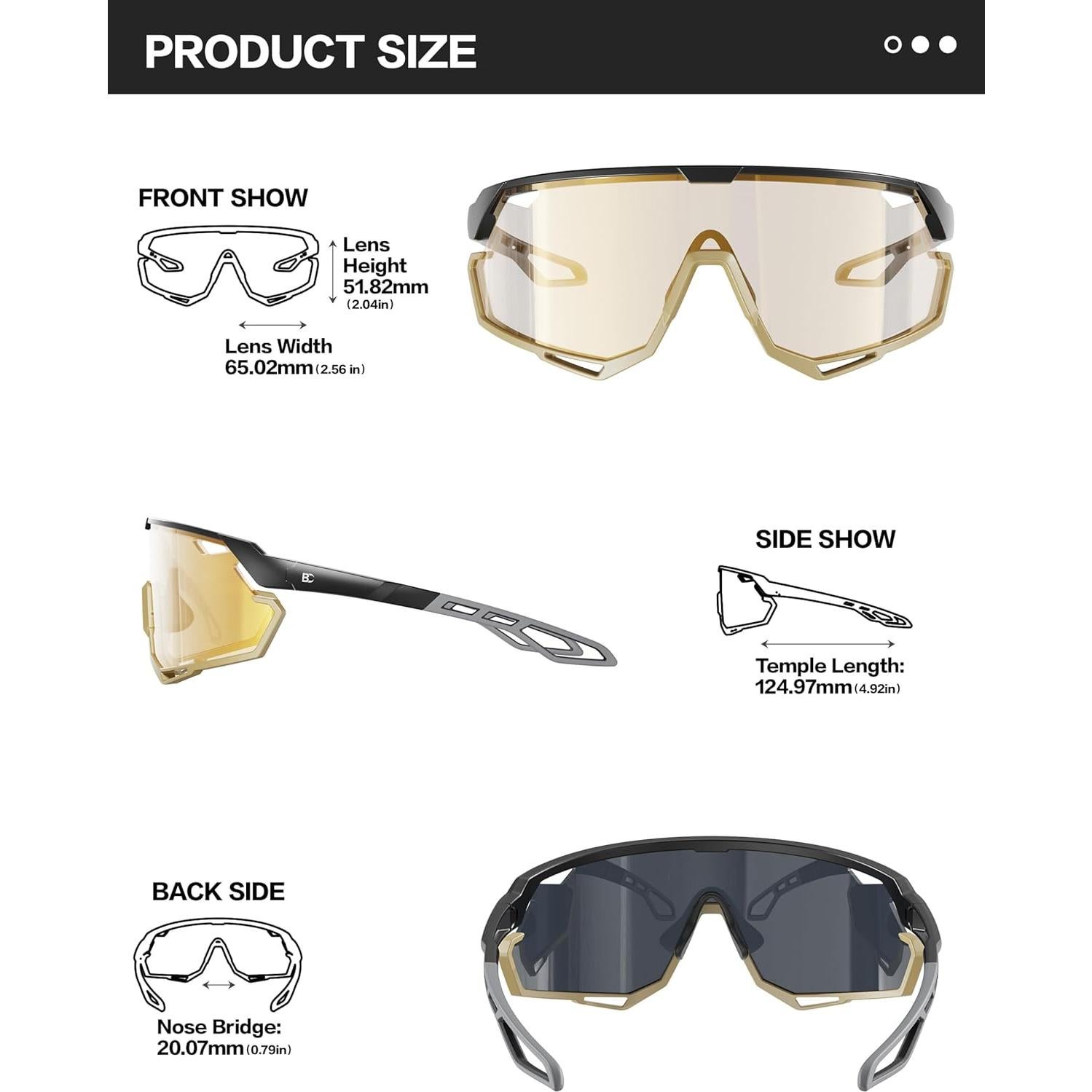 Gafas de Ciclismo Fotoquímicas BIRCEN TR90 Doradas