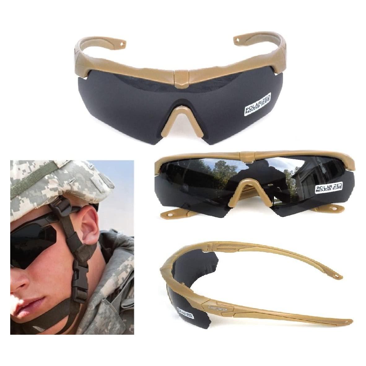 Gafas Tácticas GalaxyLense Caqui - 3 Lentes Policarbonato