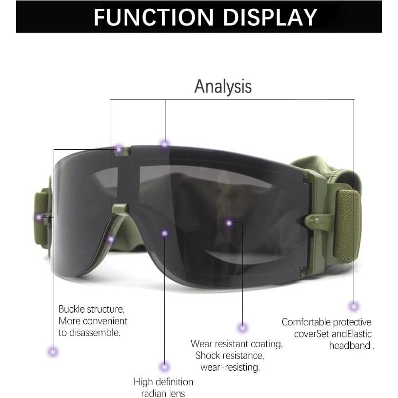 Gafas Tácticas GalaxyLense - Protección UV - 3 Lentes