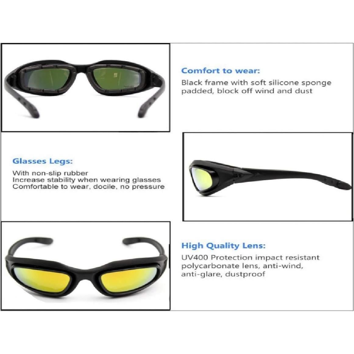 Gafas Tácticas GalaxyLense - 3 Lentes Policarbonato UV