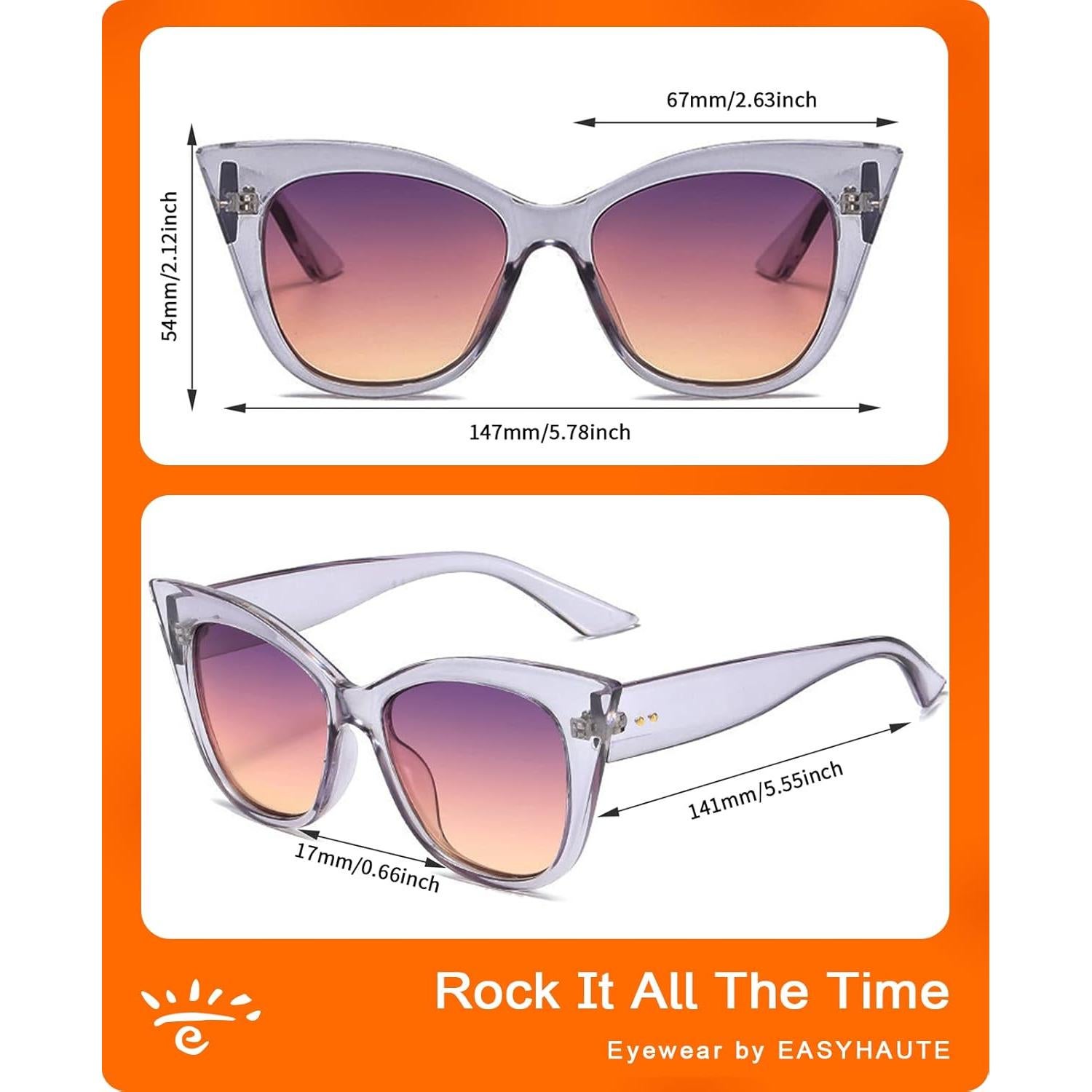 Gafas de Sol Ojo de Gato EASYHAUTE UV400 Gris/Púrpura