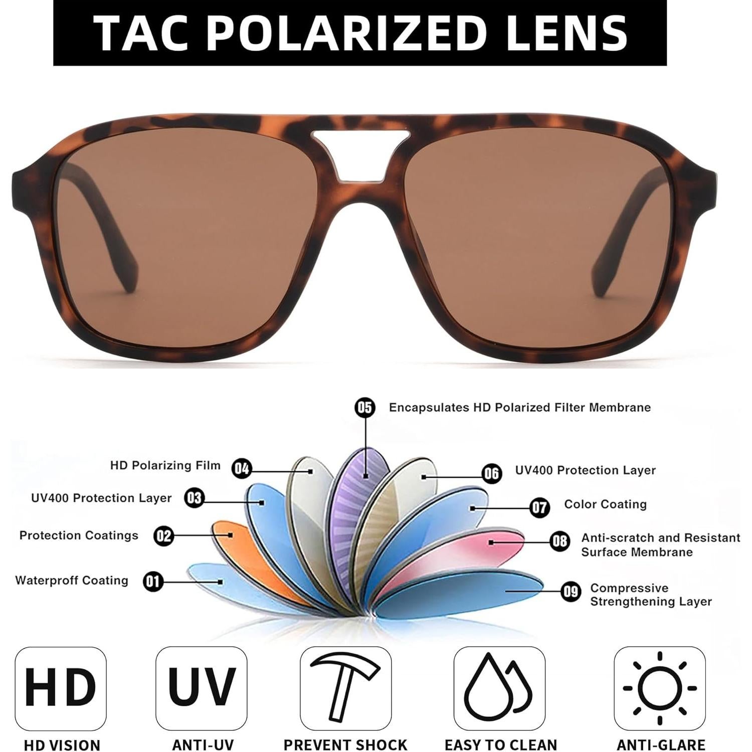 Gafas de sol aviador JIM HALO polarizadas marrón 55mm