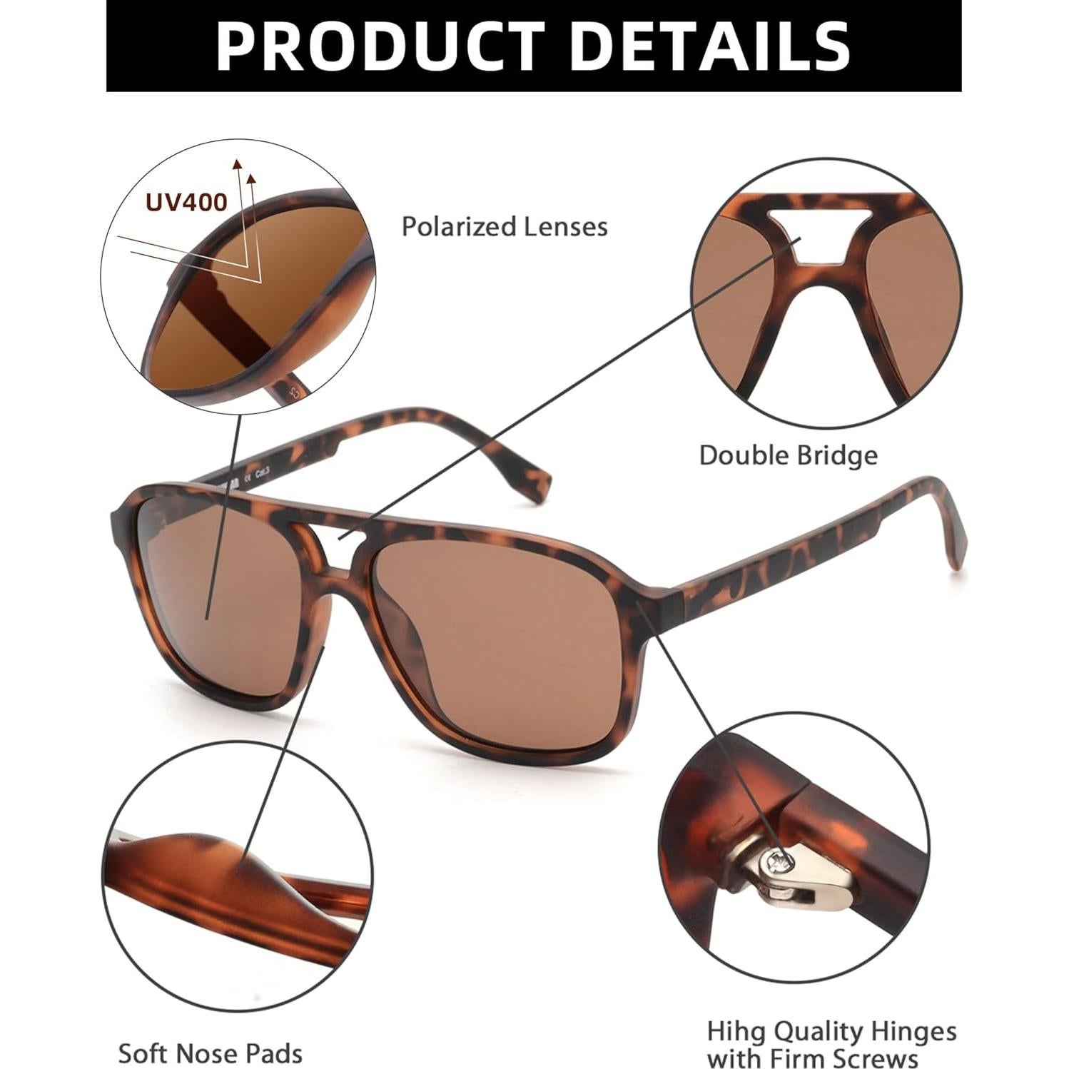 Gafas de sol aviador JIM HALO polarizadas marrón 55mm