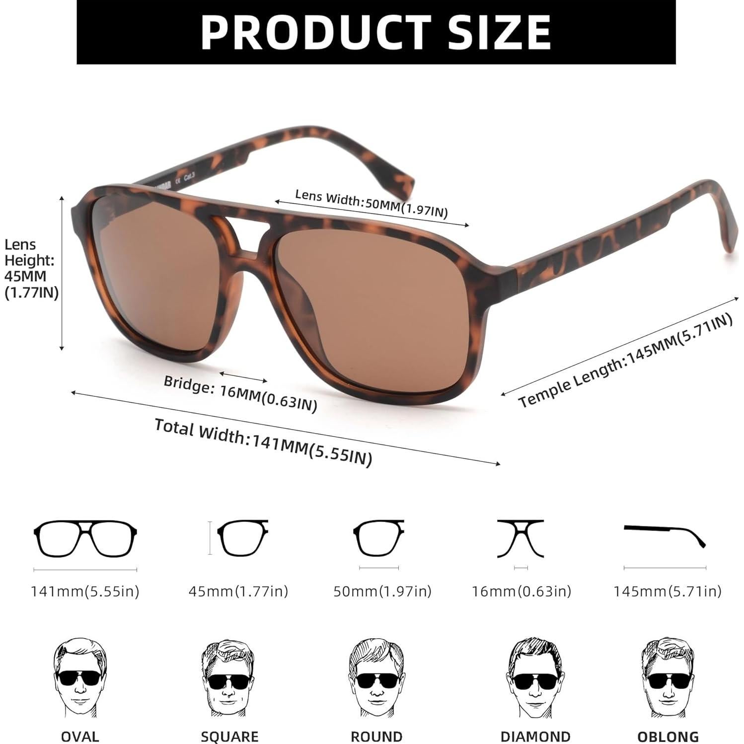 Gafas de sol aviador JIM HALO polarizadas marrón 55mm