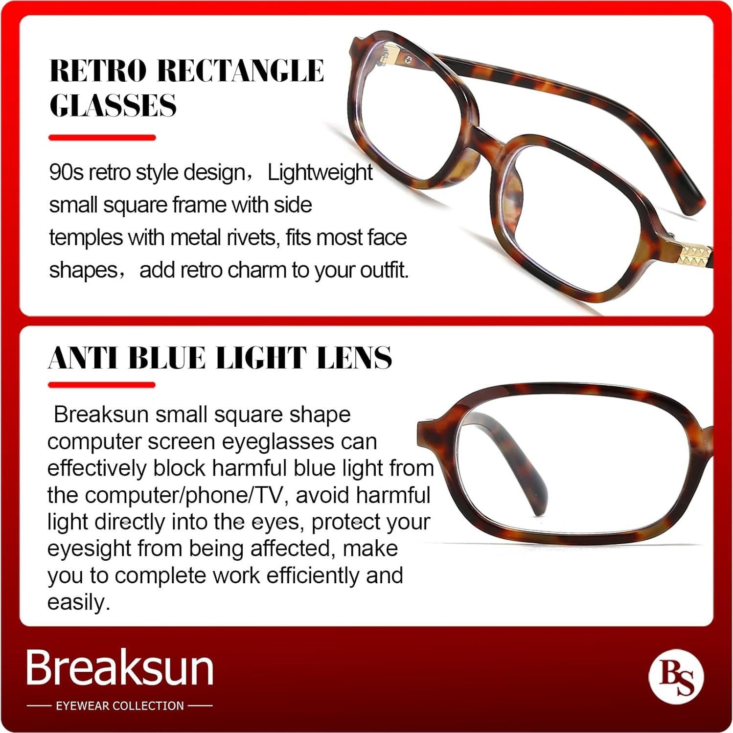 Gafas Retro Breaksun B70 Bloqueo Luz Azul 60mm Tortuga