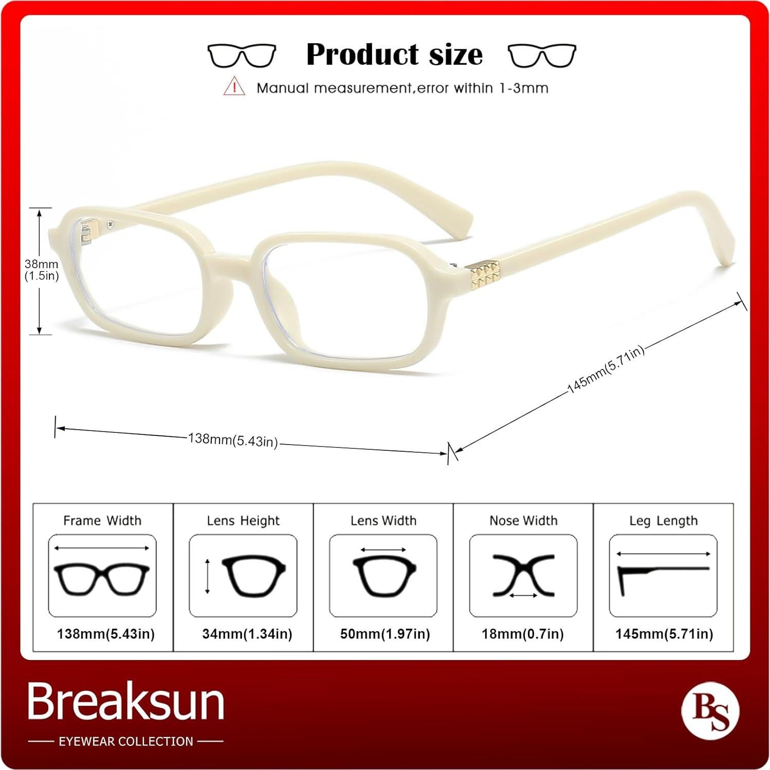 Gafas Rectangulares Retro Breaksun Bloqueo Luz Azul