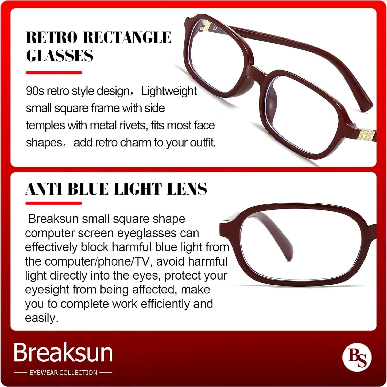 Gafas Retro Breaksun B70 Bloqueo Luz Azul 60mm Doble Color