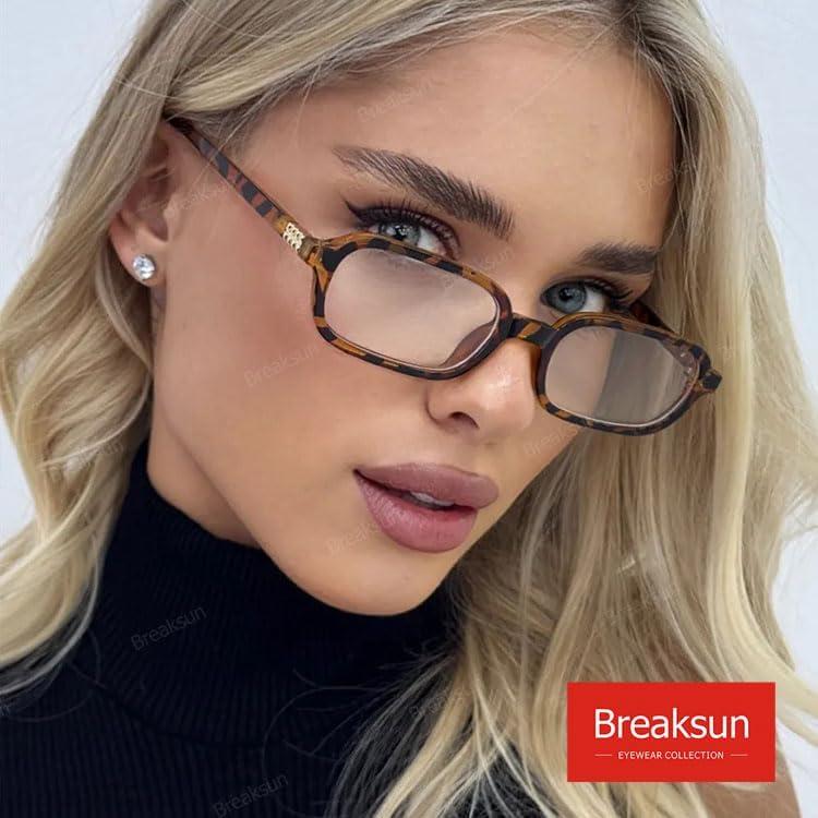 Gafas Rectangulares Retro Breaksun Leopardo 60mm Bloqueo Luz Azul