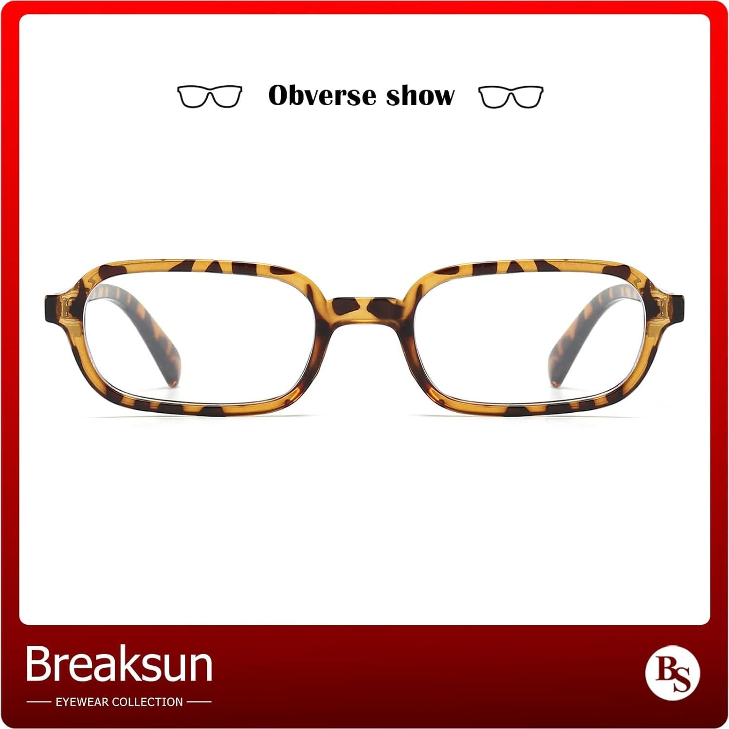 Gafas Rectangulares Retro Breaksun Leopardo 60mm Bloqueo Luz Azul