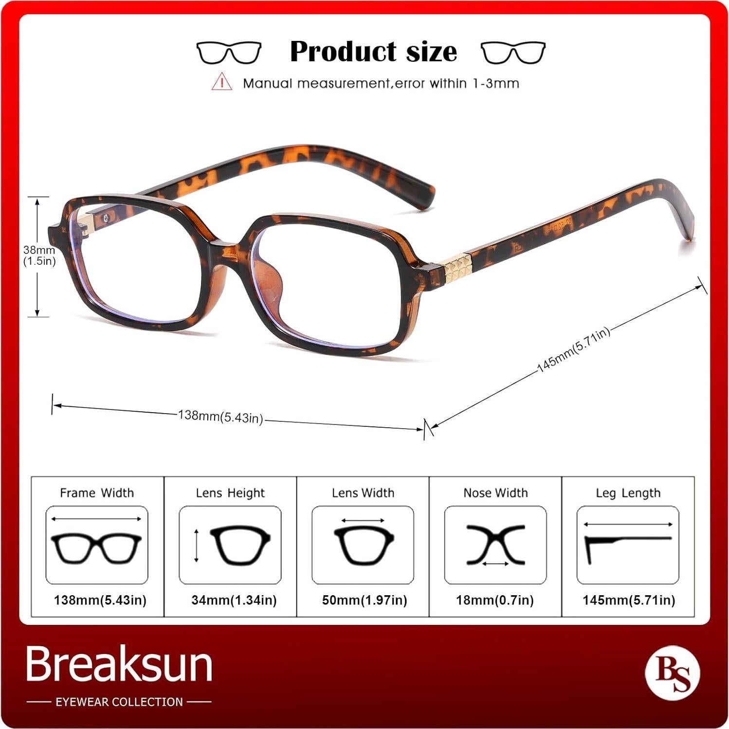 Gafas Rectangulares Retro Breaksun B70 Bloqueo Luz Azul