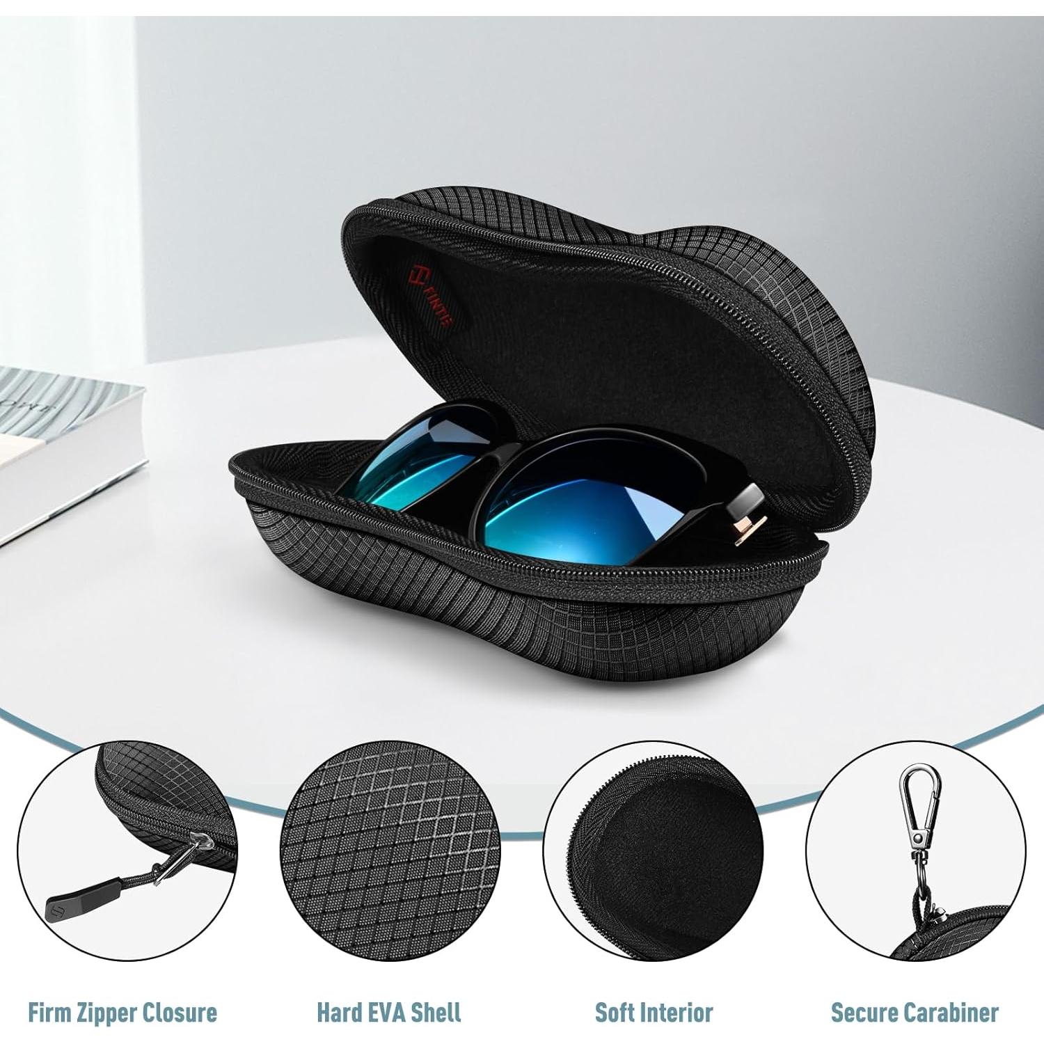 Funda de Gafas Fintie Negra, Estuche Duro EVA a Prueba de Golpes