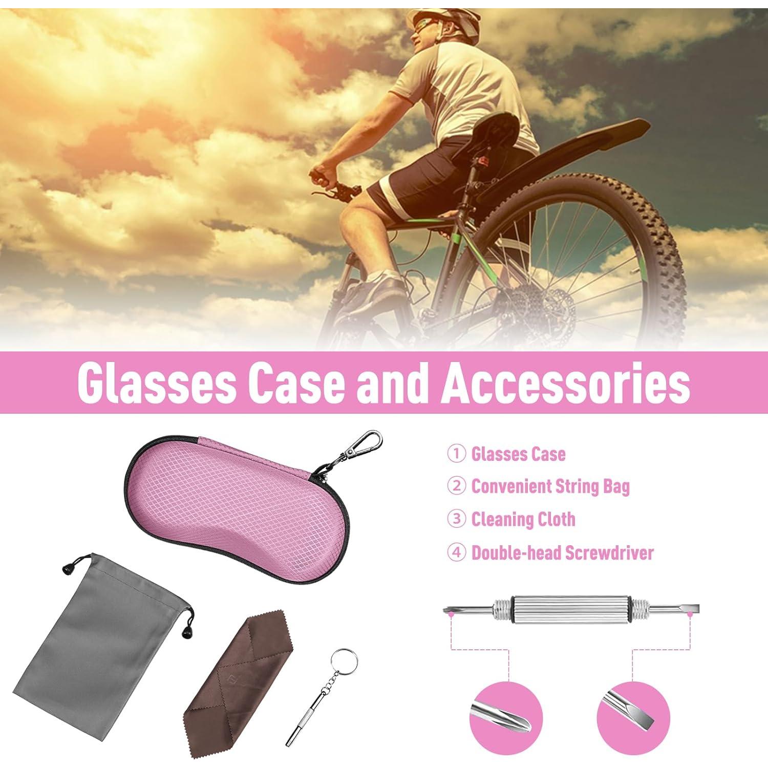 Funda Dura Fintie para Gafas Deportivas Rosa con Mosquetón