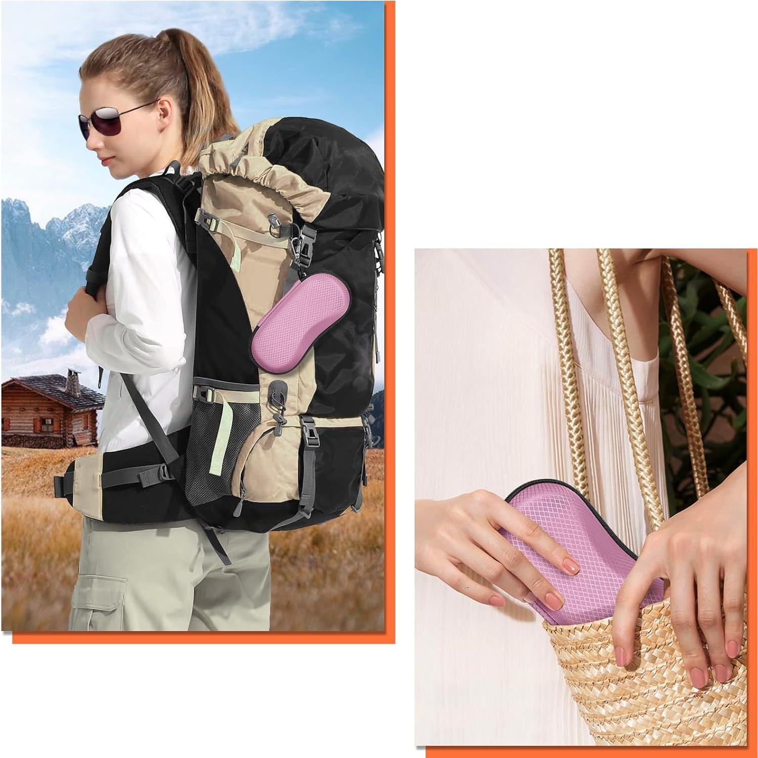 Funda Dura Fintie para Gafas Deportivas Rosa con Mosquetón