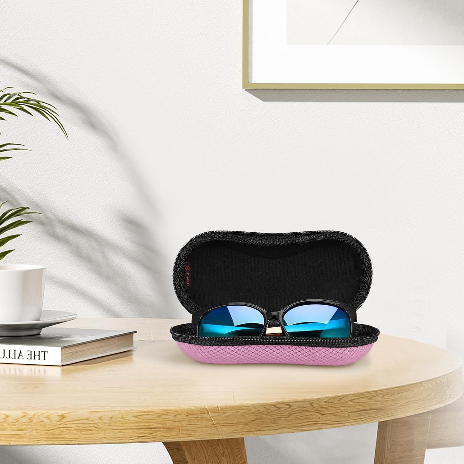 Funda Dura Fintie para Gafas Deportivas Rosa con Mosquetón