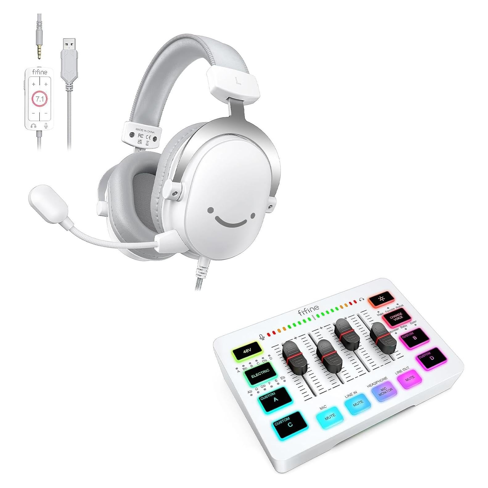 Auriculares USB FIFINE H9W con Mezclador de Audio y Micrófono