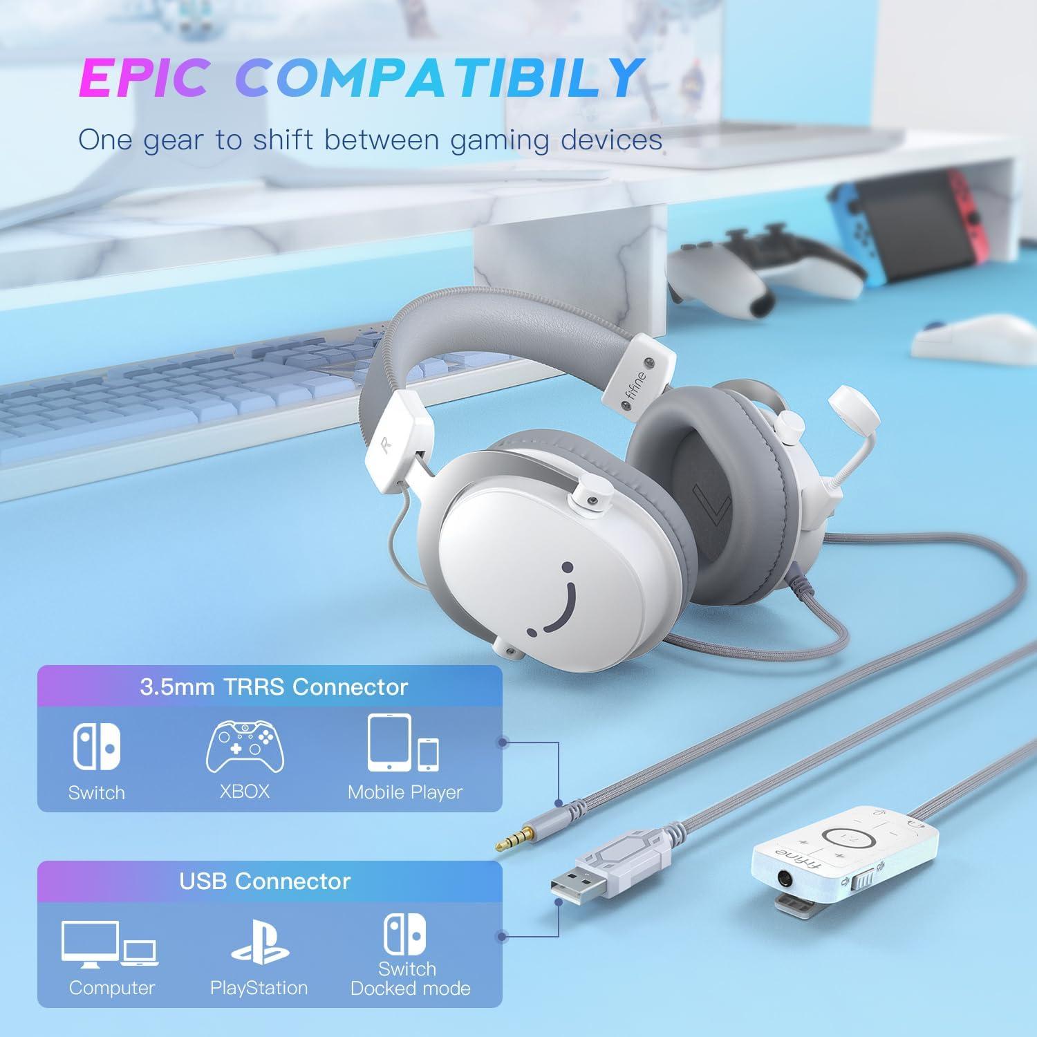 Auriculares USB FIFINE H9W con Mezclador de Audio y Micrófono