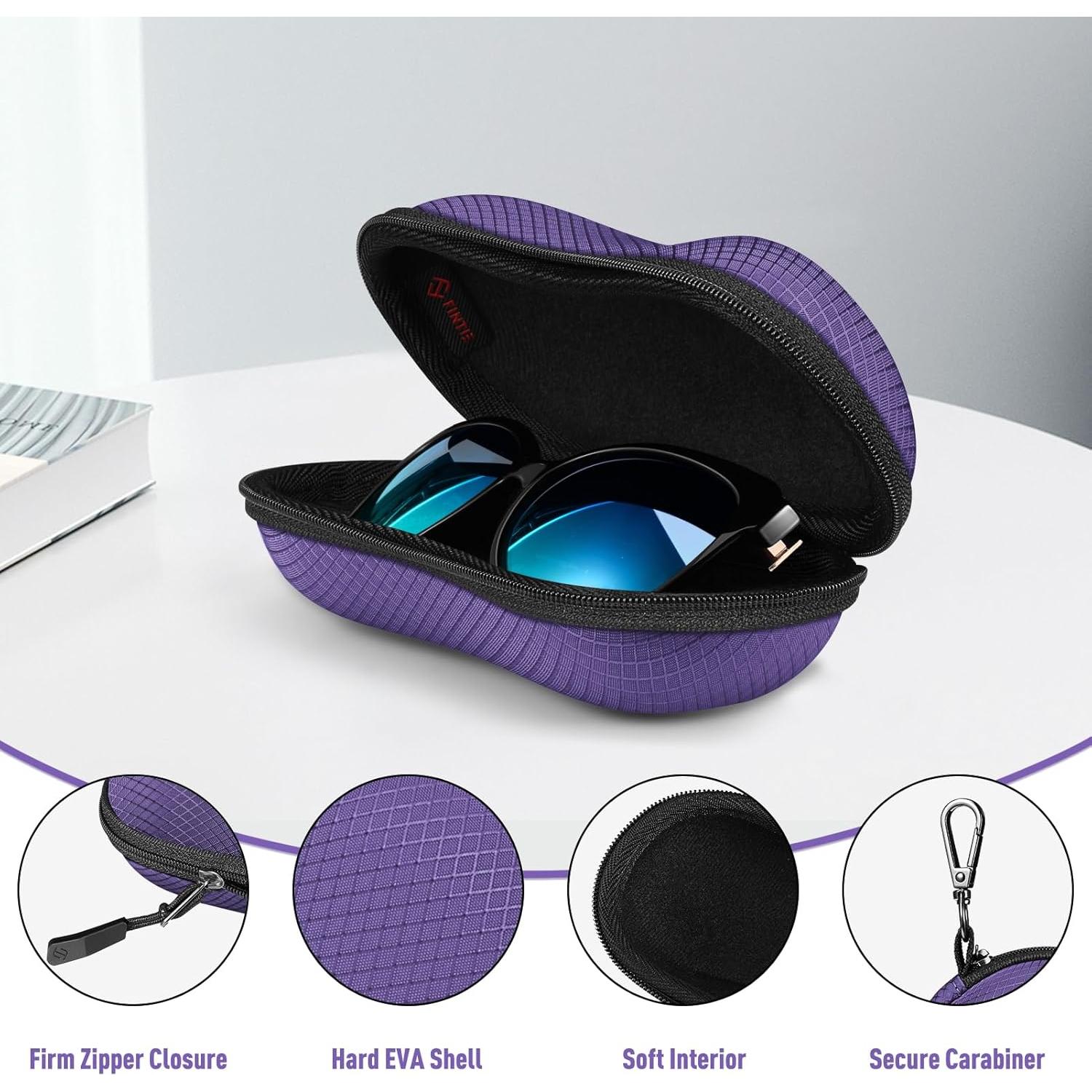 Funda de Gafas Fintie AGSB Dura EVA con Mosquetón Violeta