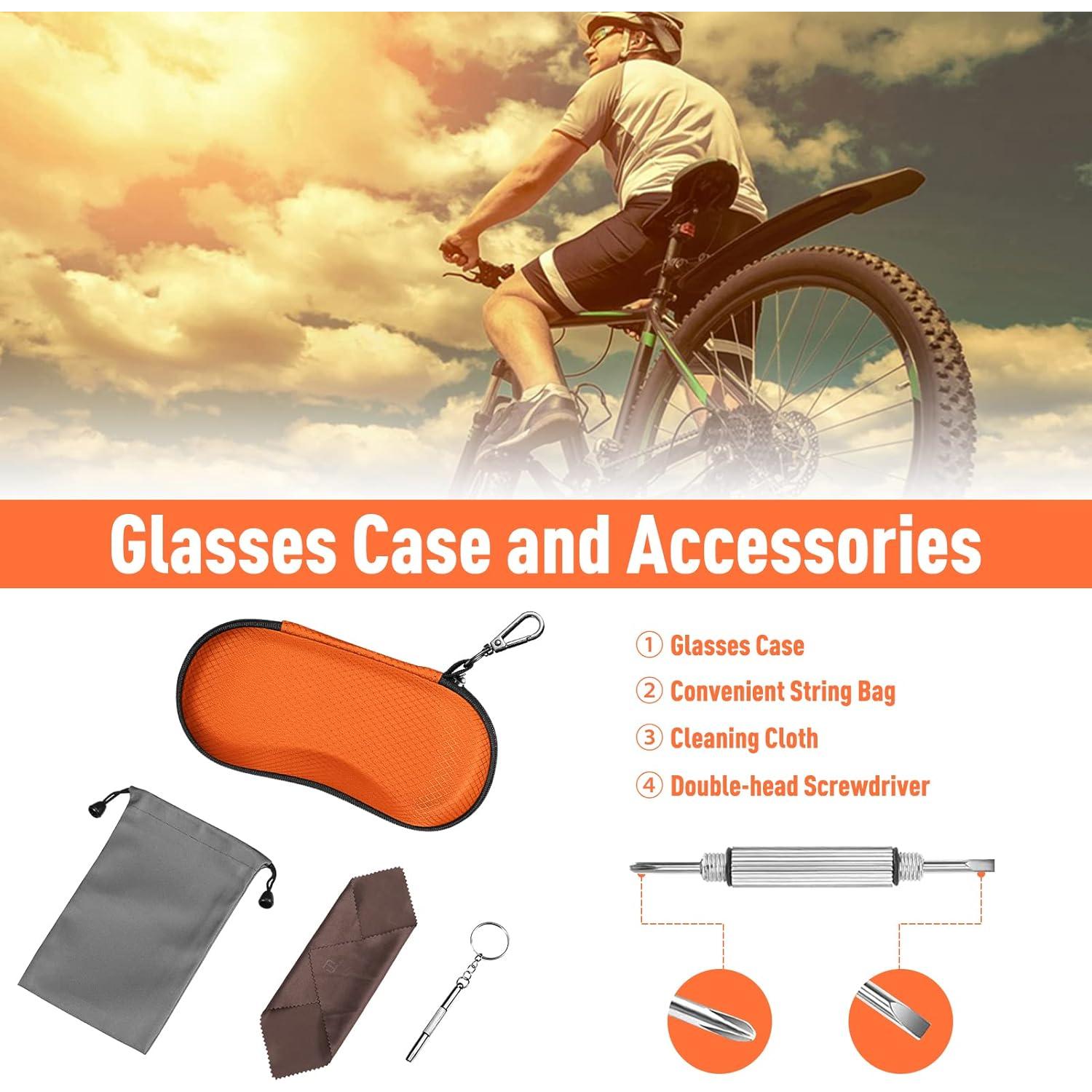 Funda Dura Fintie para Gafas Deportivas Naranja con Mosquetón