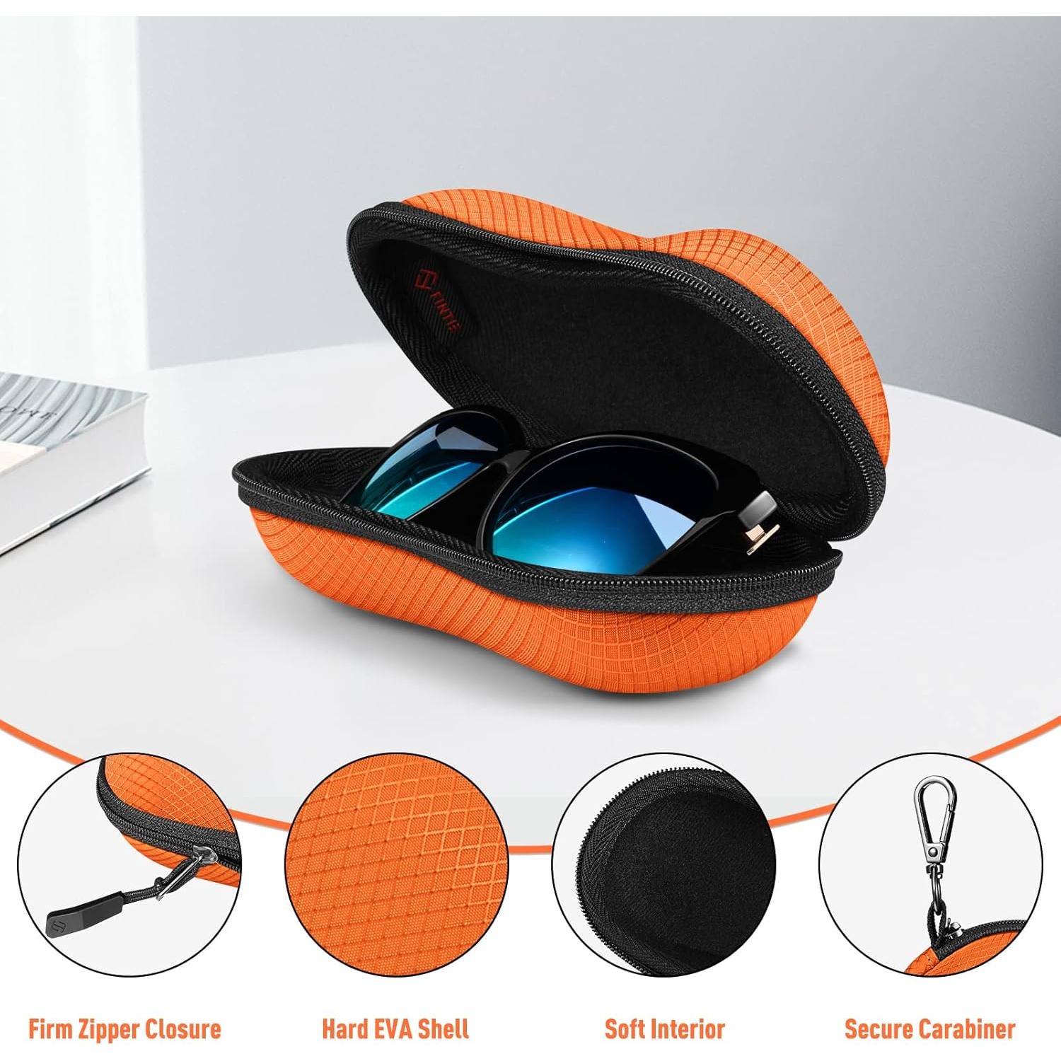 Funda Dura Fintie para Gafas Deportivas Naranja con Mosquetón