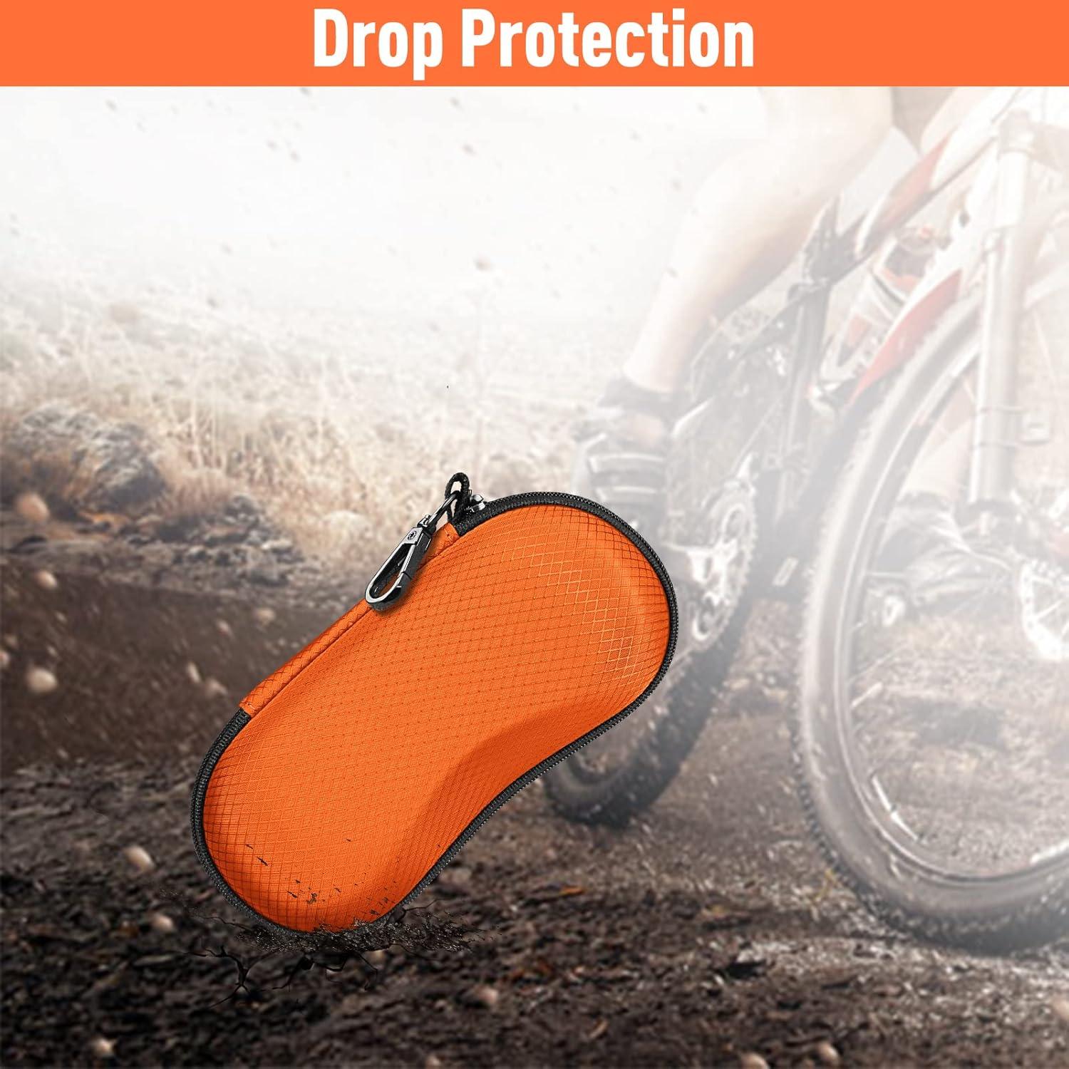 Funda Dura Fintie para Gafas Deportivas Naranja con Mosquetón