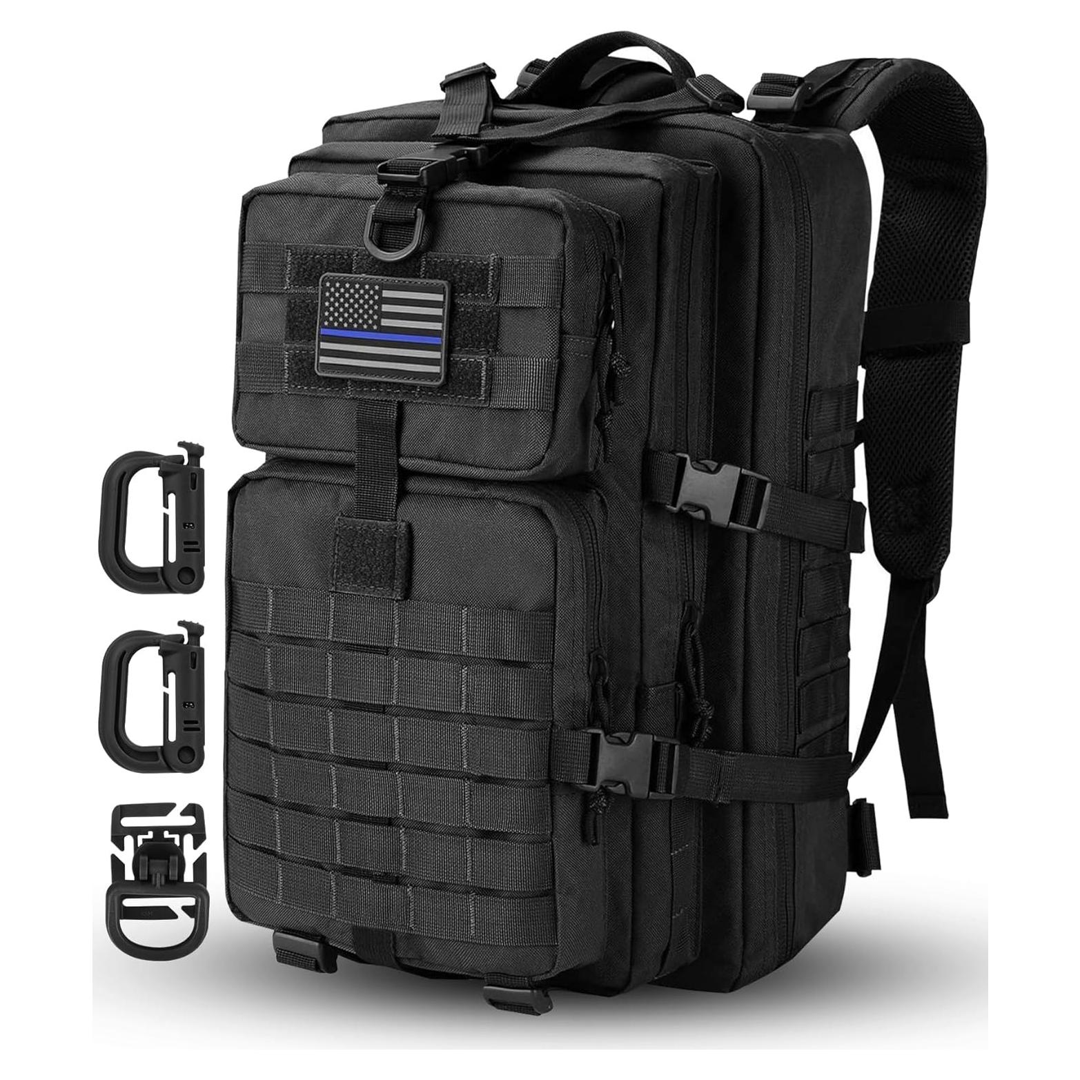 Mochila Táctica Militar MOLLE 40L Negra para Camping