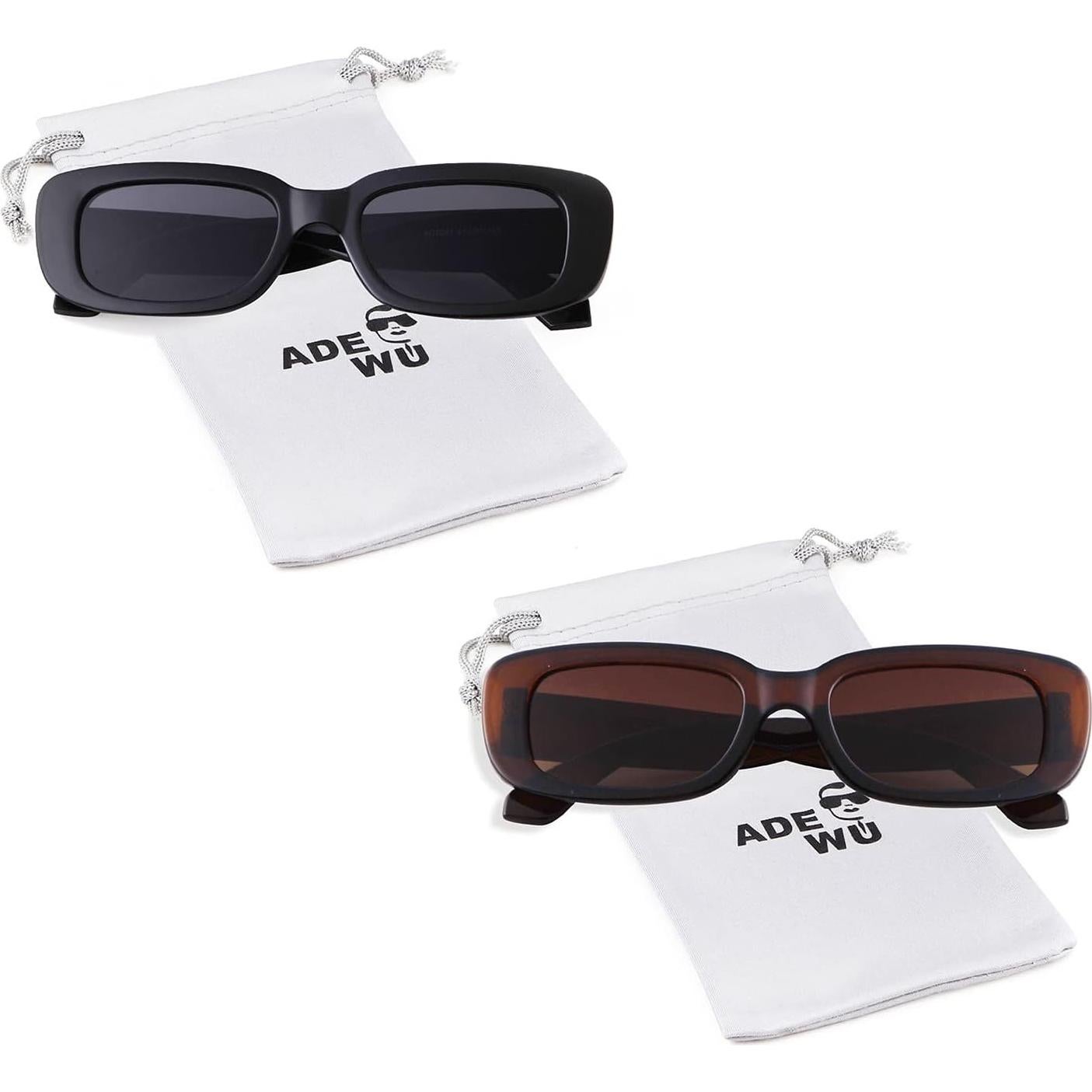 Gafas de sol rectangulares ADE WU unisex retro 90s UV400