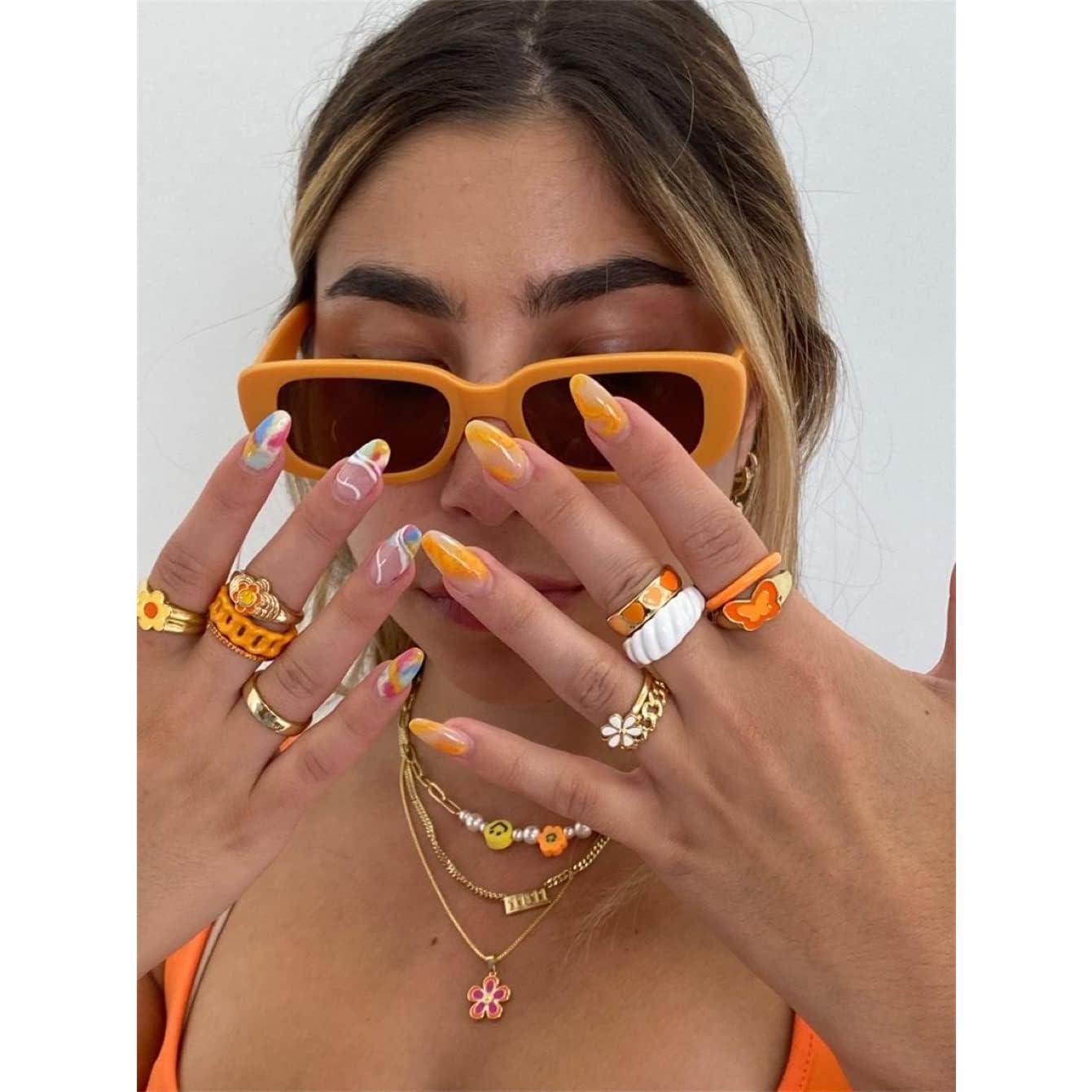 Gafas de sol rectangulares ADE WU unisex retro 90s UV400