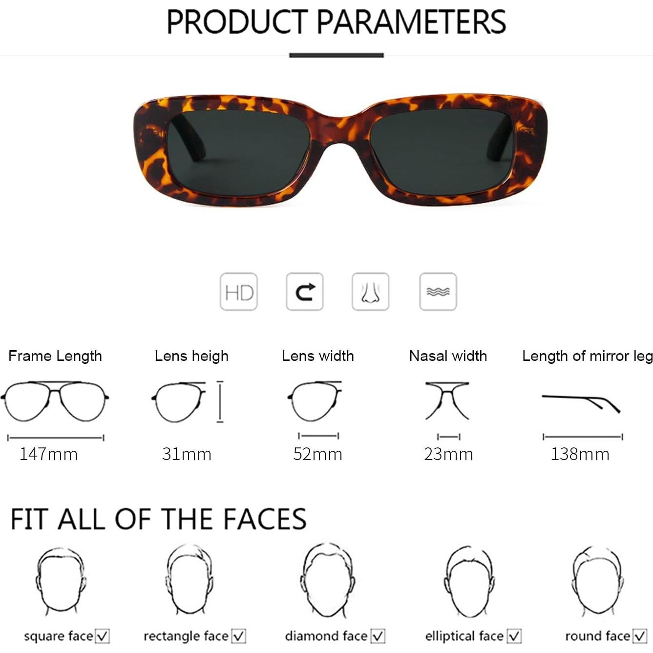 Gafas de sol rectangulares ADE WU unisex retro 90s UV400