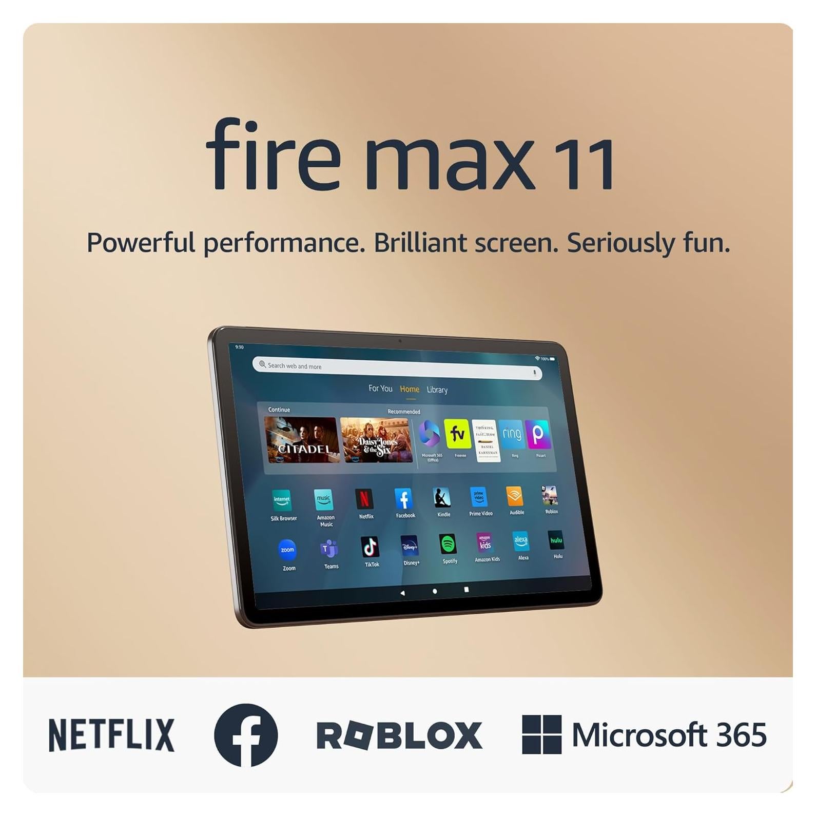 Amazon Fire Max 11 tablet (newest model) vivid 11” display, all-in-one for streaming, reading, and gaming, 14-hour battery life, optional stylus and keyboard, 128 GB, Gray, without lockscreen ads