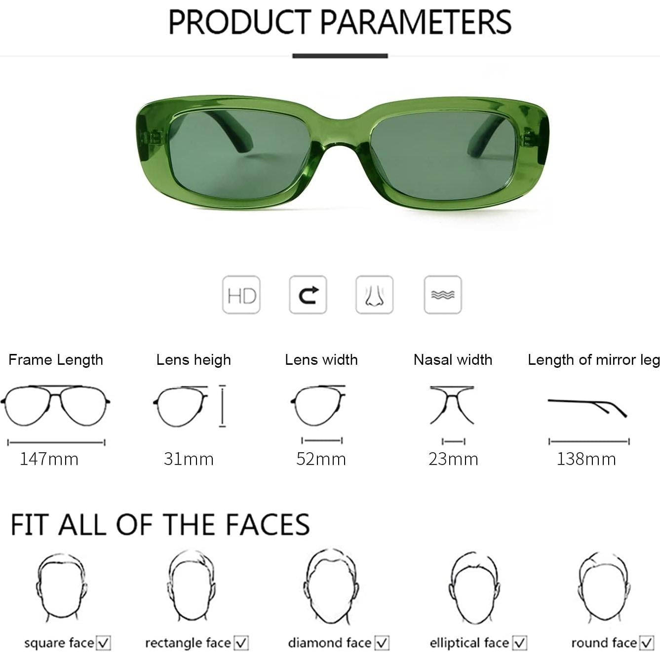 Gafas de sol rectangulares ADE WU unisex retro 90s