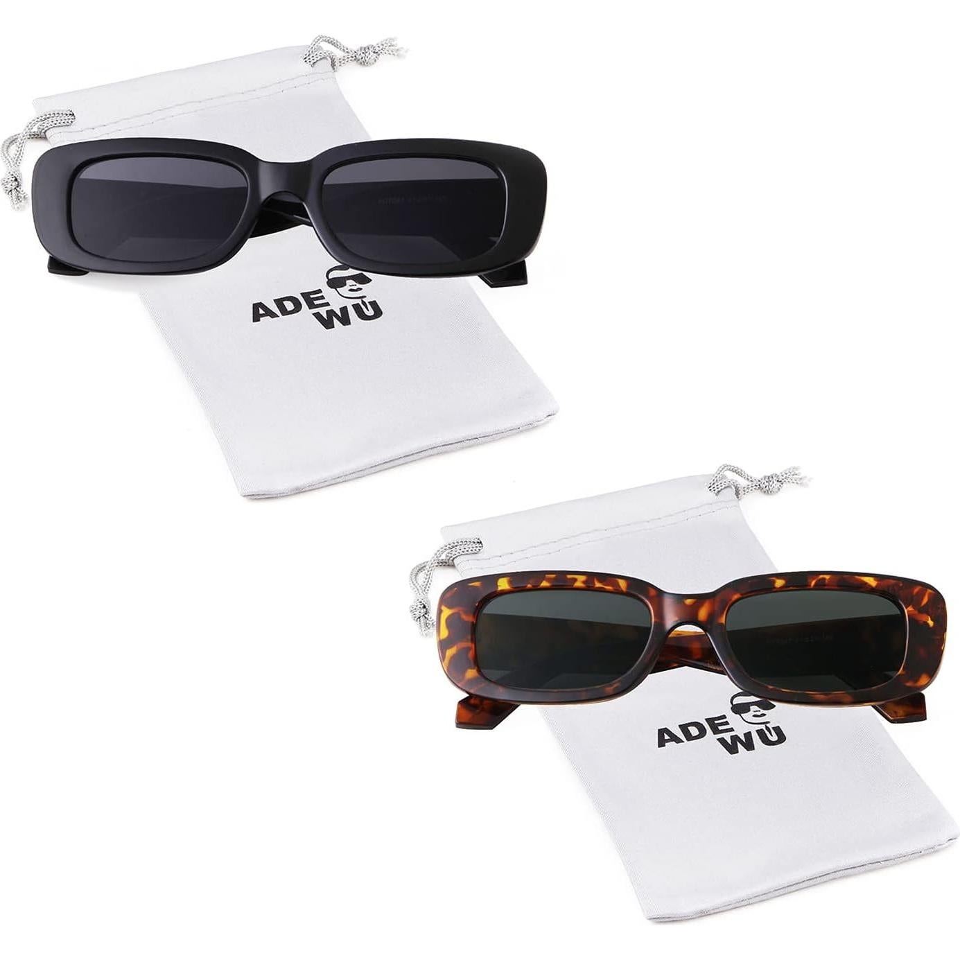 Gafas de sol rectangulares ADE WU unisex retro 90s UV400