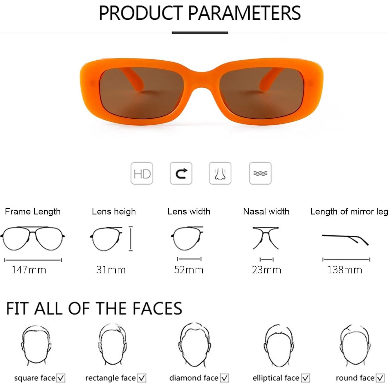 Gafas de sol rectangulares ADE WU unisex retro 90s