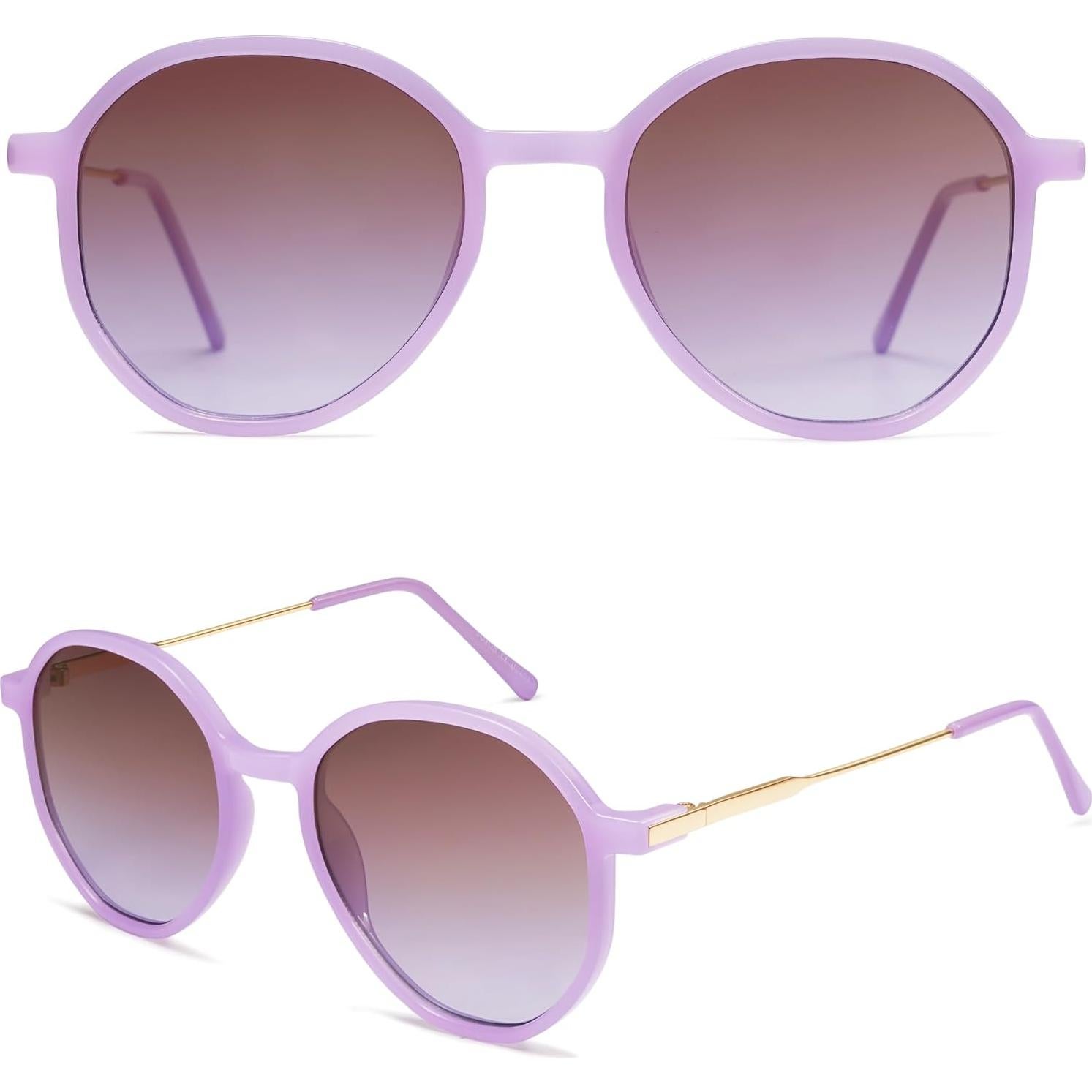 Gafas de sol hexagonales SOJOS UV400 para mujeres púrpura