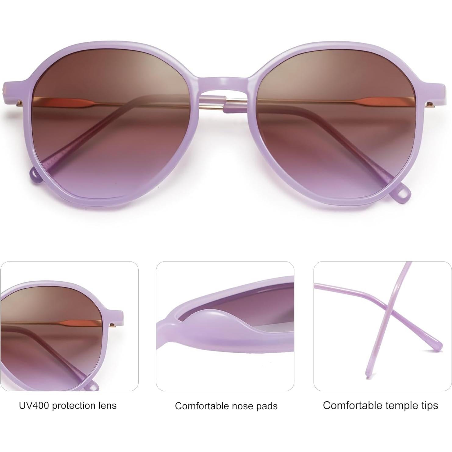 Gafas de sol hexagonales SOJOS UV400 para mujeres púrpura