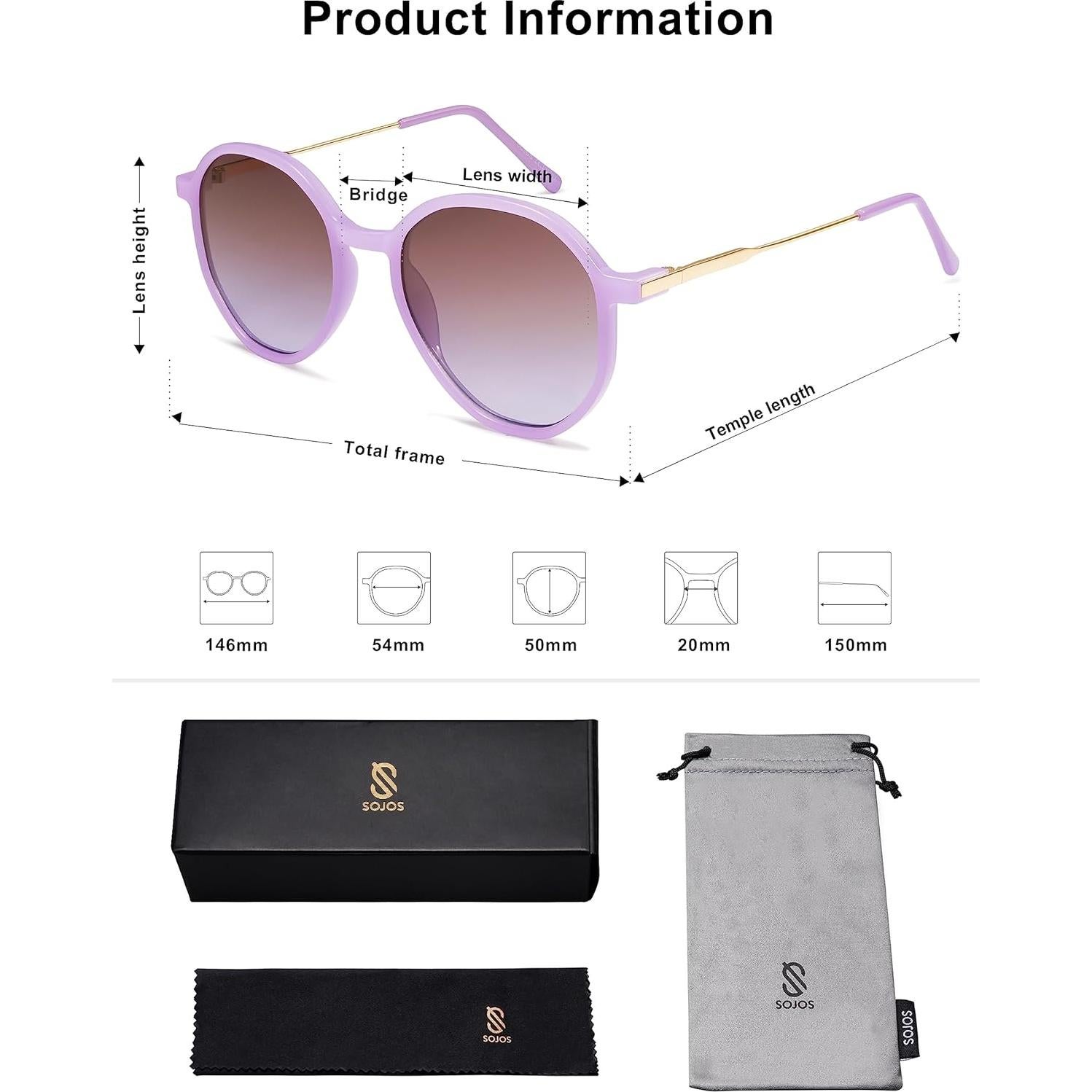 Gafas de sol hexagonales SOJOS UV400 para mujeres púrpura