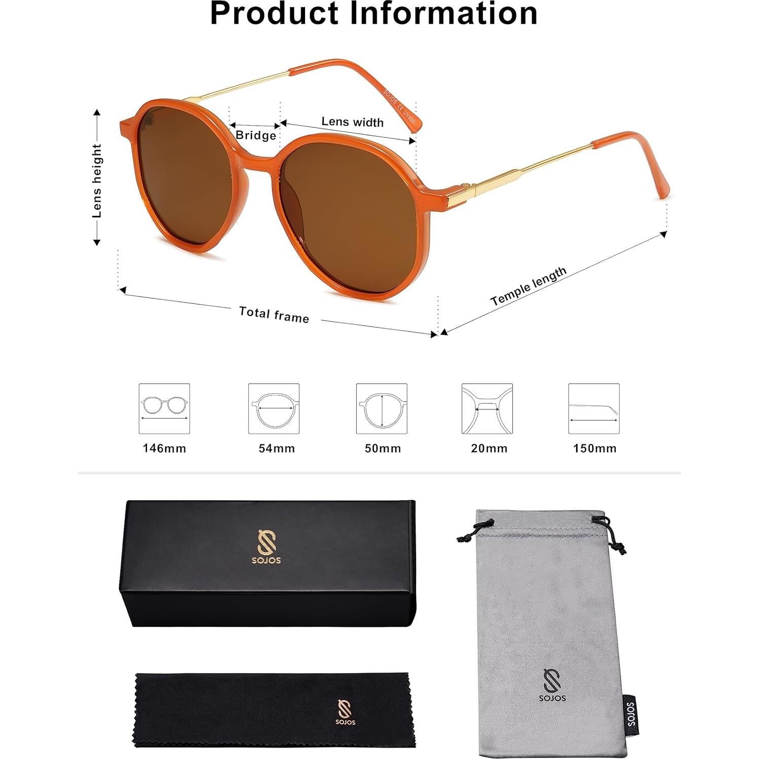 Gafas de sol hexagonales SOJOS para mujeres UV400