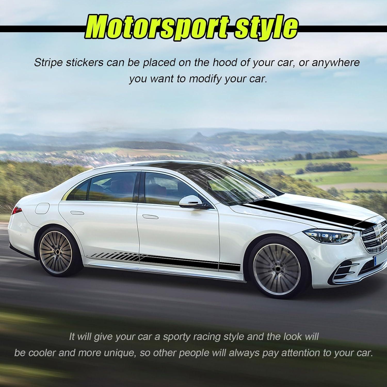 Calcomanías de Raya para Capó de Auto Dickno 5 Piezas Negro