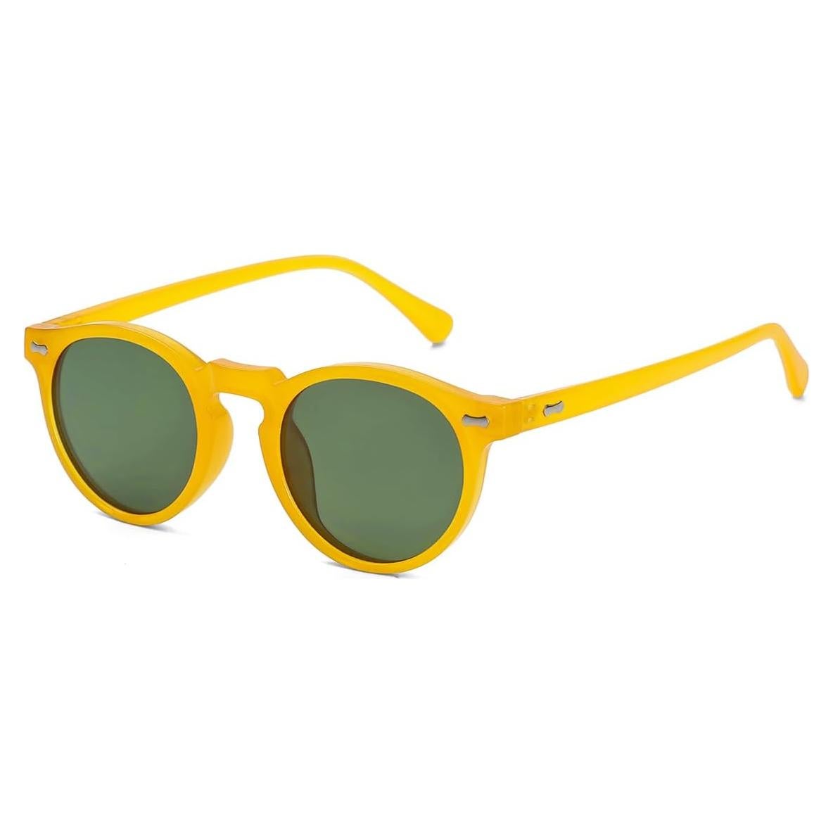 Gleyemor Gafas de Sol Polarizadas UV400 Redondas Amarillo