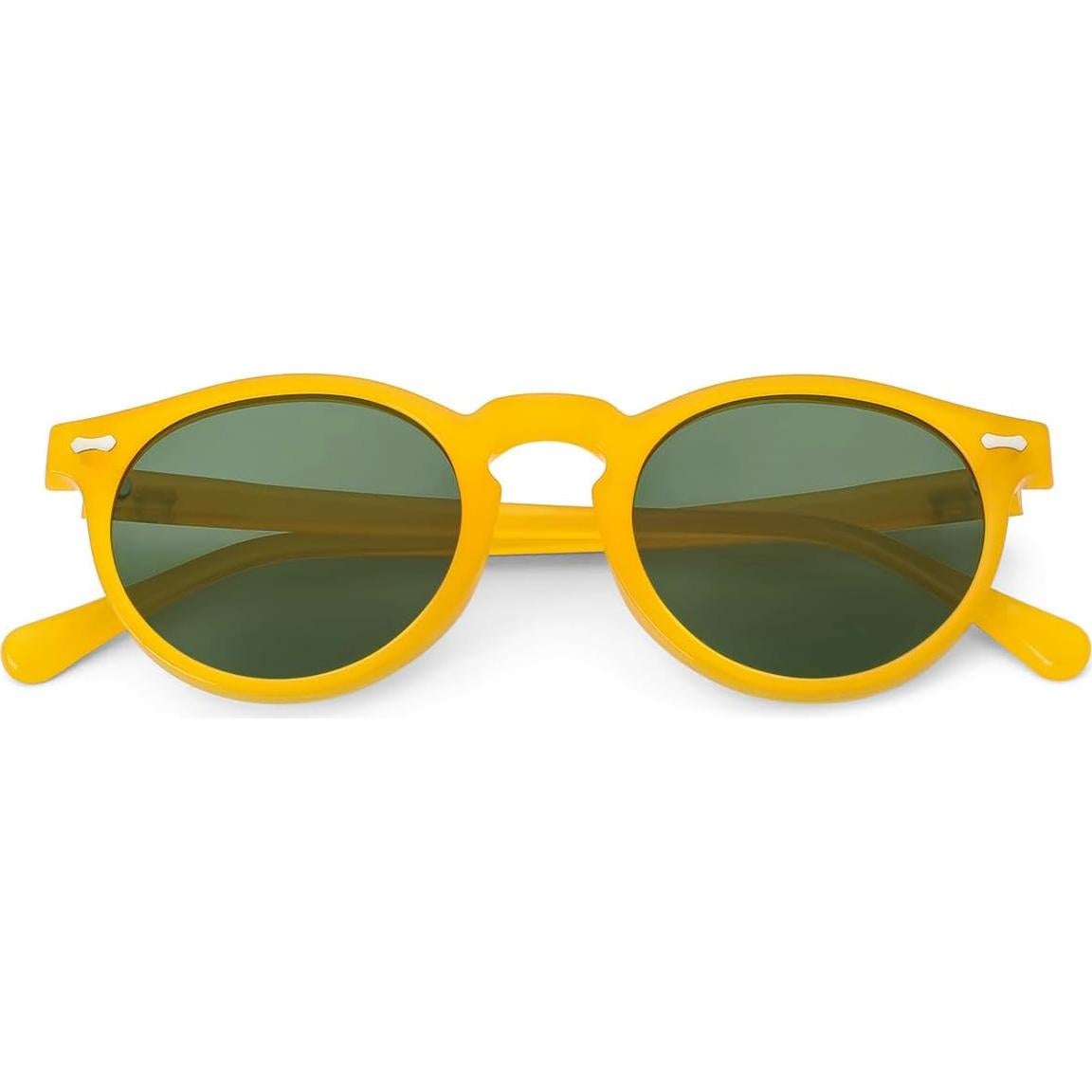 Gleyemor Gafas de Sol Polarizadas UV400 Redondas Amarillo