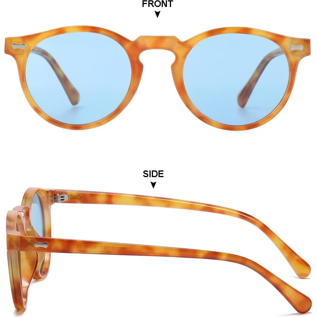 Gleyemor Gafas de Sol Polarizadas Redondas UV400 Unisex