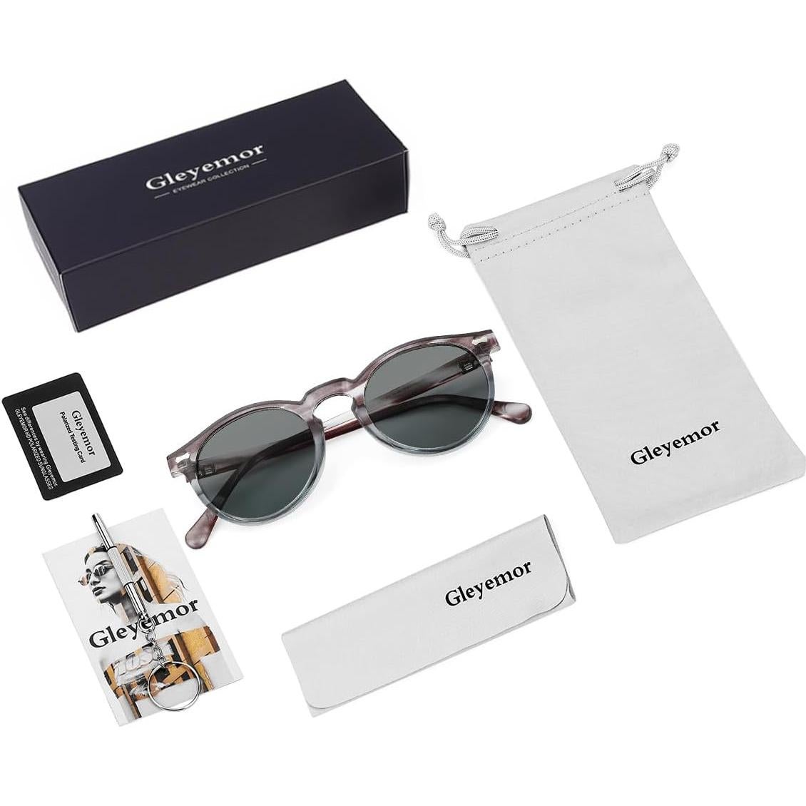 Gleyemor Gafas de Sol Polarizadas UV400 Redondas 48mm