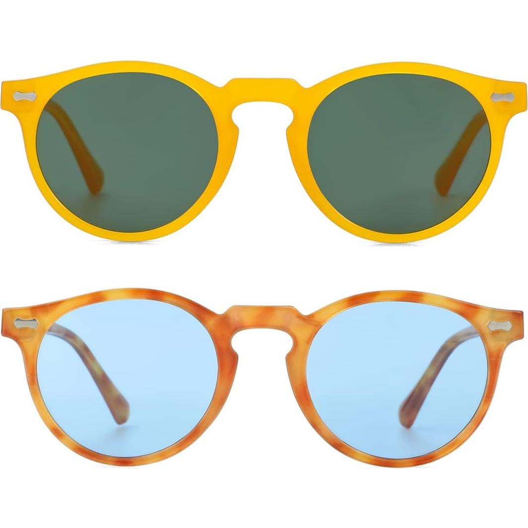 Gleyemor Gafas de Sol Polarizadas UV400 Redondas 48mm