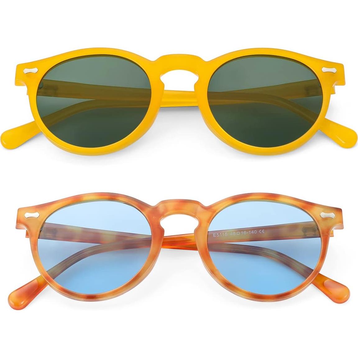 Gleyemor Gafas de Sol Polarizadas UV400 Redondas 48mm