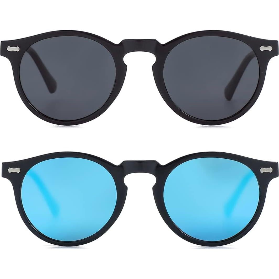 Gleyemor Gafas de Sol Polarizadas UV400 Redondas 48mm