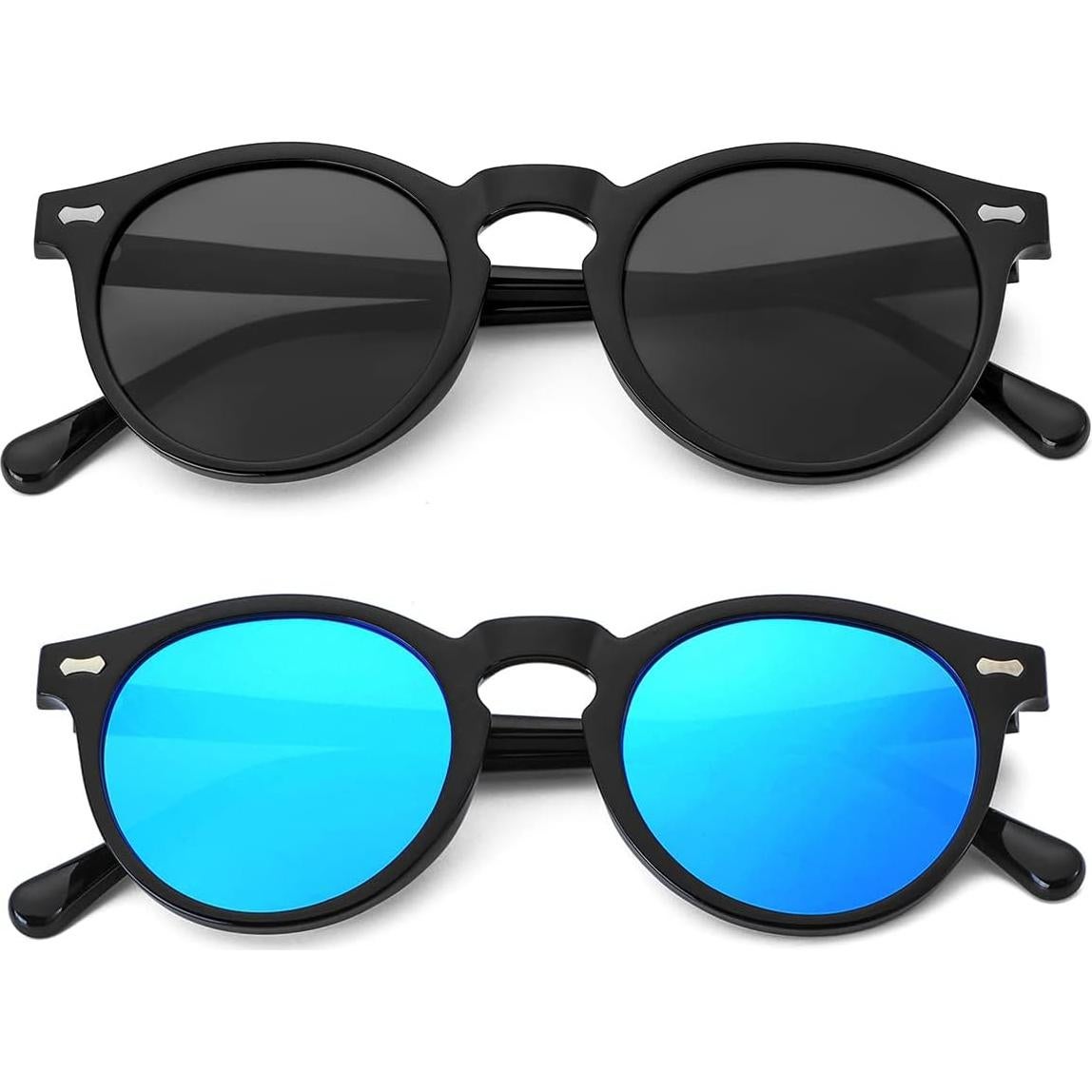 Gleyemor Gafas de Sol Polarizadas UV400 Redondas 48mm