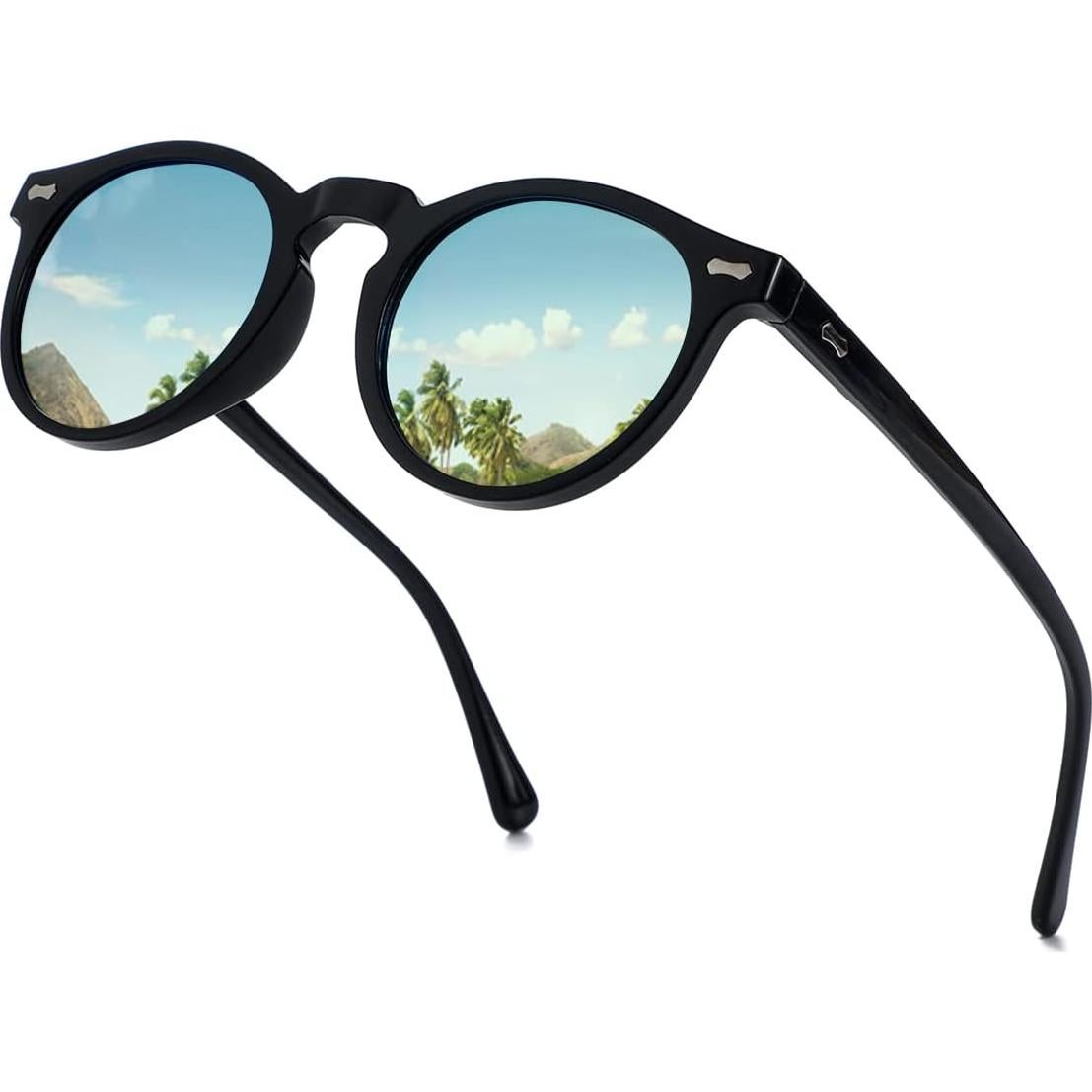 Gleyemor Gafas de Sol Polarizadas UV400 Redondas 48mm