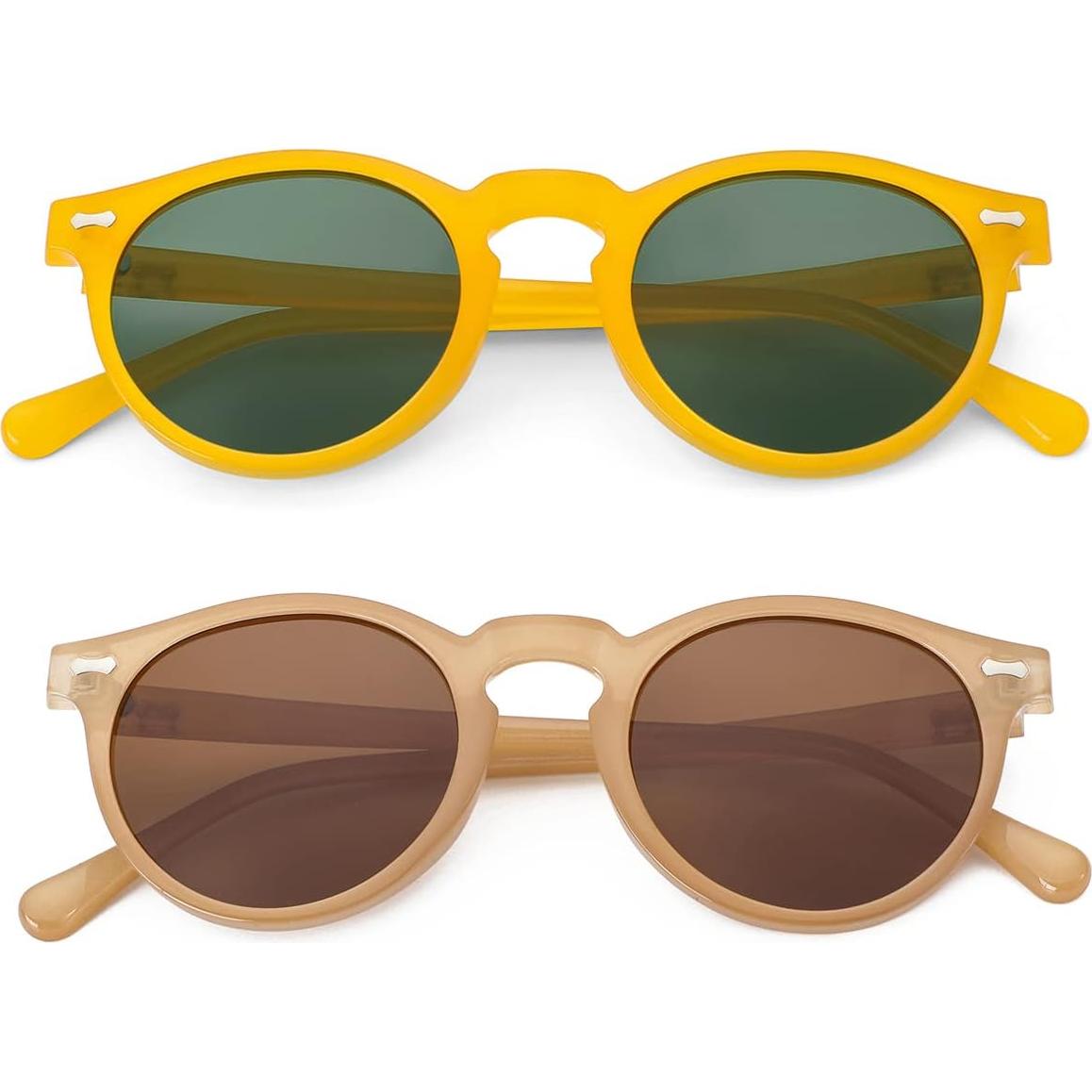 Gleyemor Gafas de Sol Polarizadas UV400 Redondas Unisex