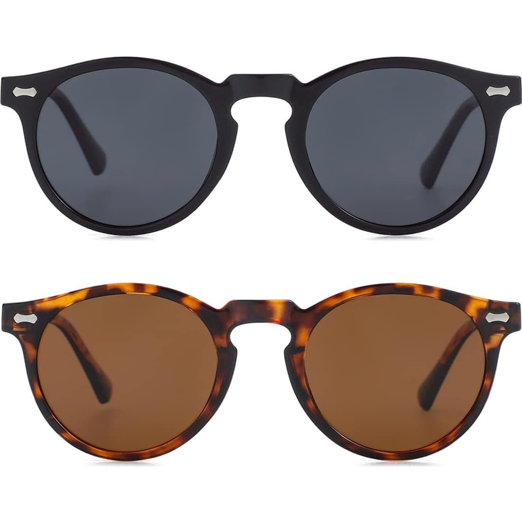 Gleyemor Gafas de Sol Polarizadas UV400 Redondas Unisex